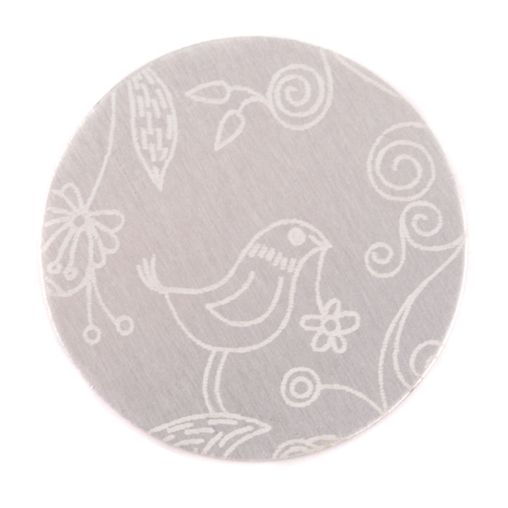 Anodized Aluminum 1" Circle, Silver, Design #22, 22g