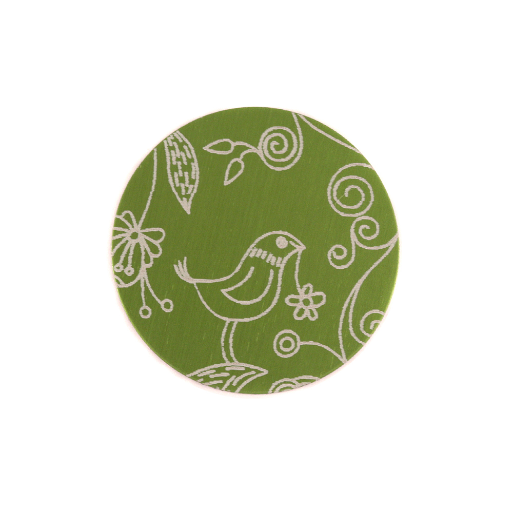 Anodized Aluminum 5/8" Circle, Lime Green, Design #22, 22g