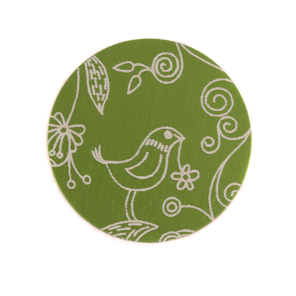 Anodized Aluminum 3/4" Circle, Lime Green, Design #22, 22g