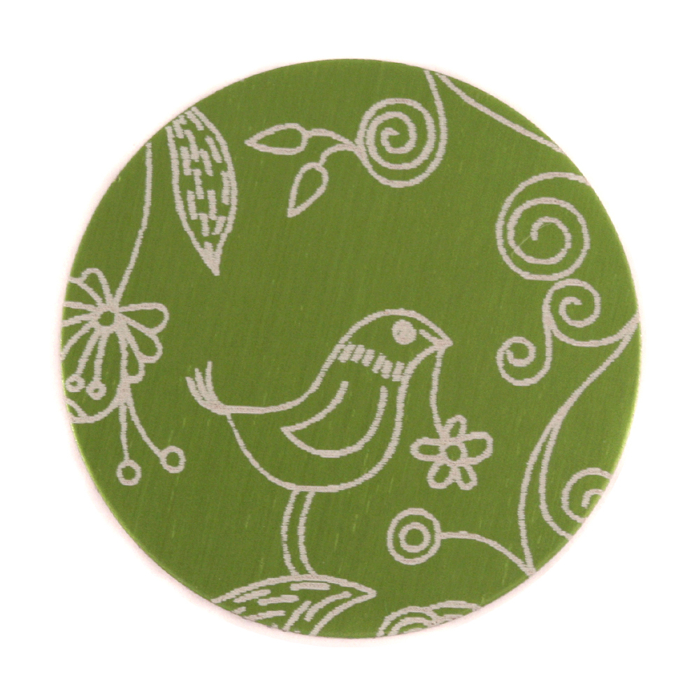 Anodized Aluminum 1" Circle, Lime Green, Design #22, 22g