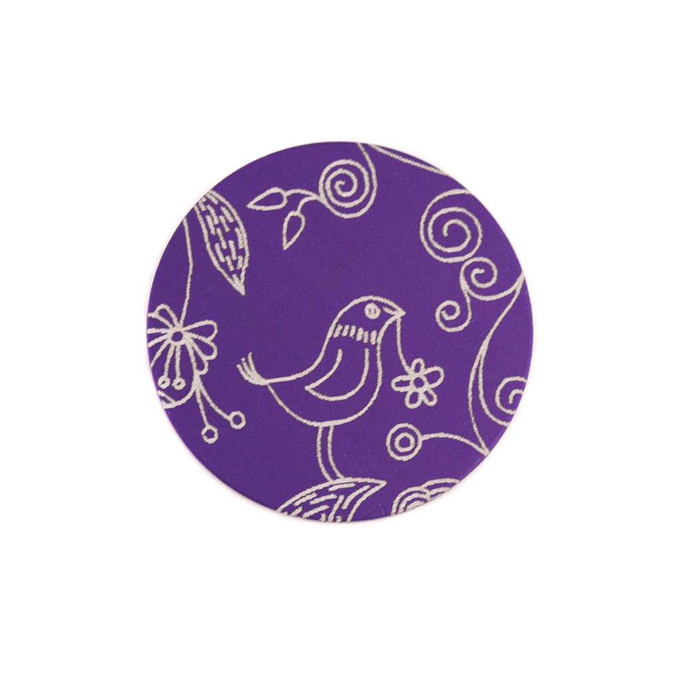 Anodized Aluminum 5/8" Circle, Purple, Design #22, 22g