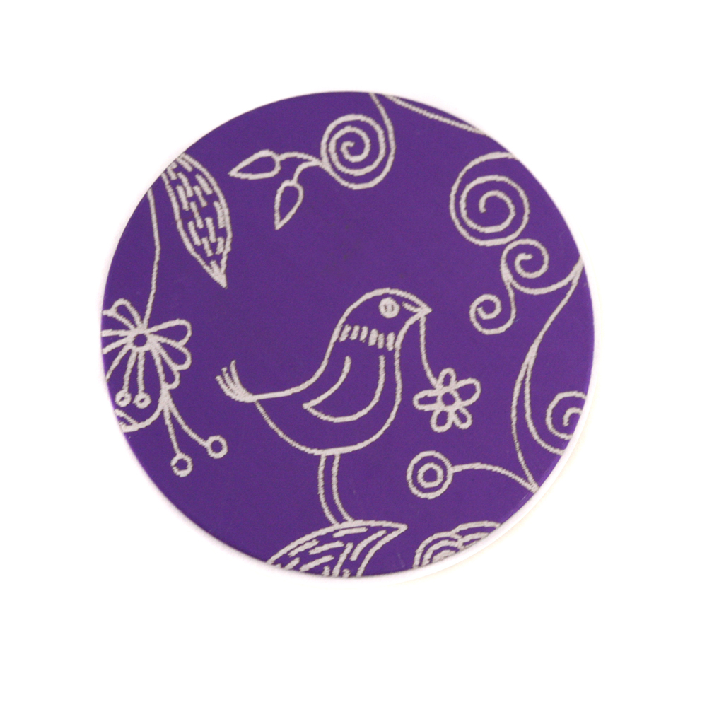 Anodized Aluminum 3/4" Circle, Purple, Design #22, 22g