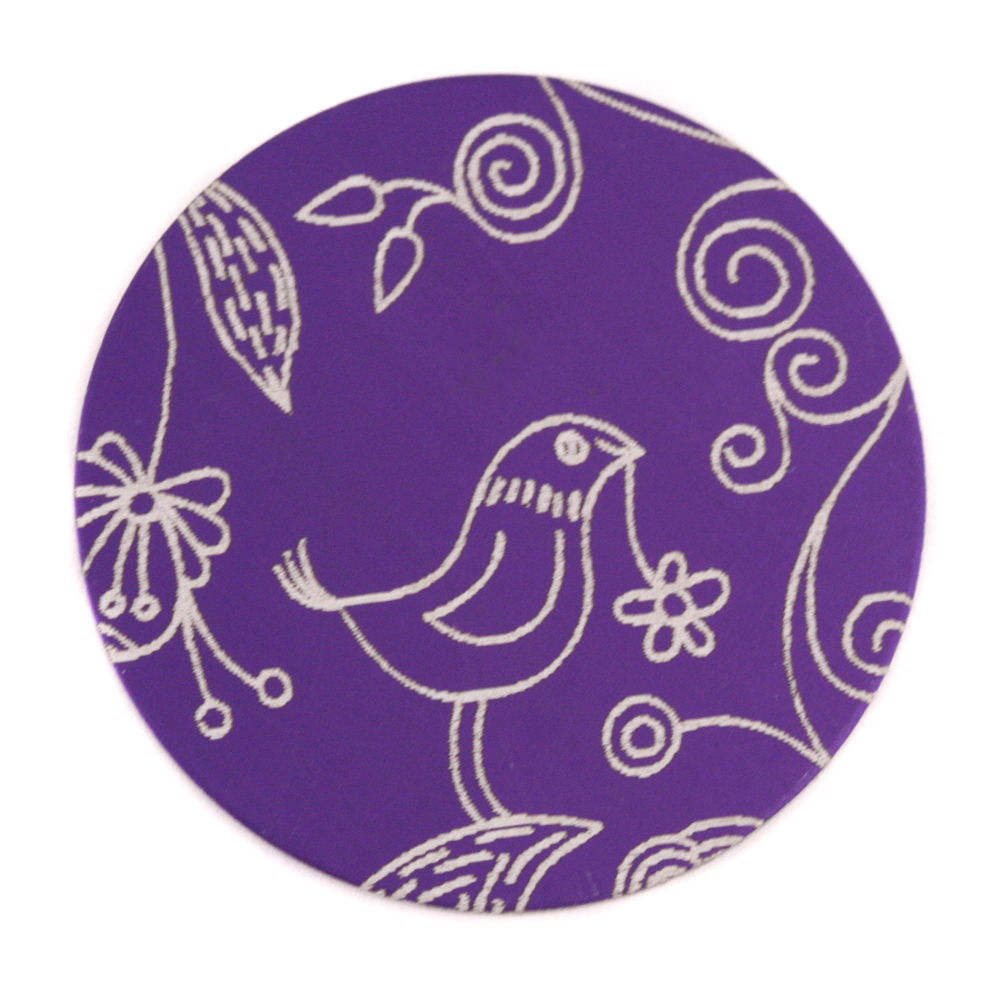 Anodized Aluminum 1" Circle, Purple, Design #22, 22g
