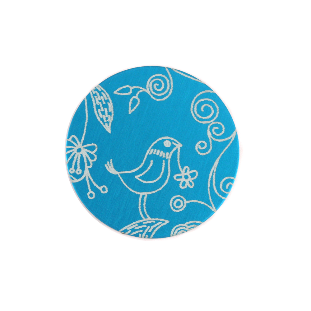 Anodized Aluminum 5/8" Circle, Turquoise, Design #22, 22g