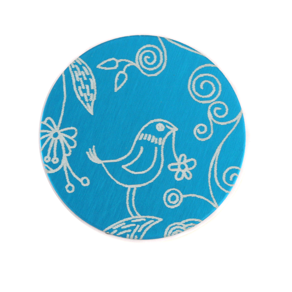 Anodized Aluminum 3/4" Circle, Turquoise, Design #22, 22g