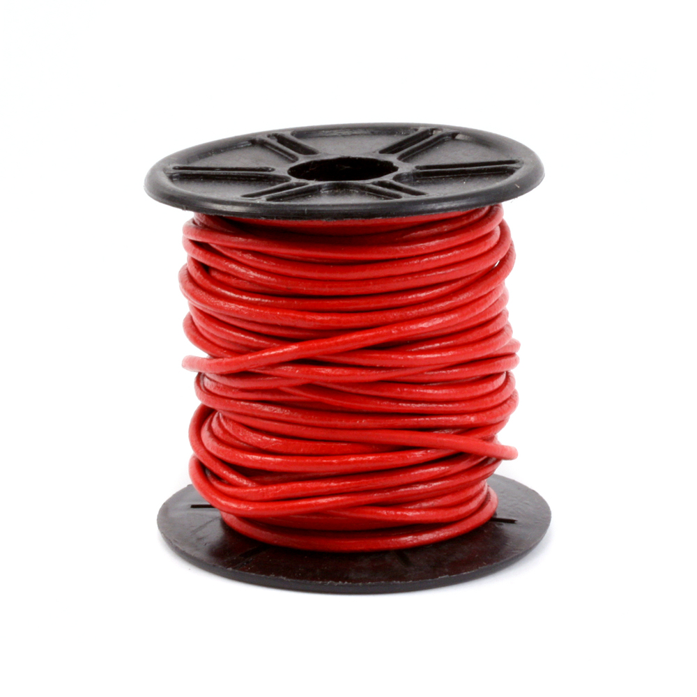 Leather Leather Cord, Round 1.5mm, Red 32.8 ft