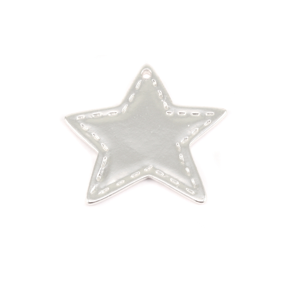 Charms & Solderable Accents Plated Silver Charm: Stitched Star