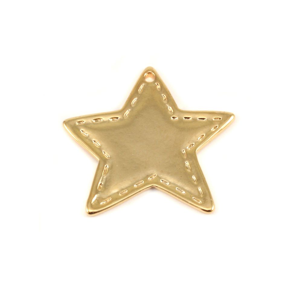 Charms & Solderable Accents Plated Gold Charm: Stitched Star