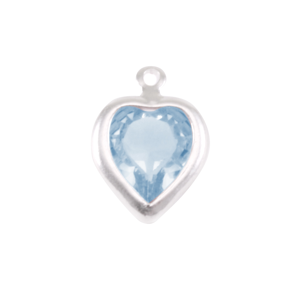 Charms & Solderable Accents Swarovski Crystal Heart Silver Charm (Aquamarine - MARCH)