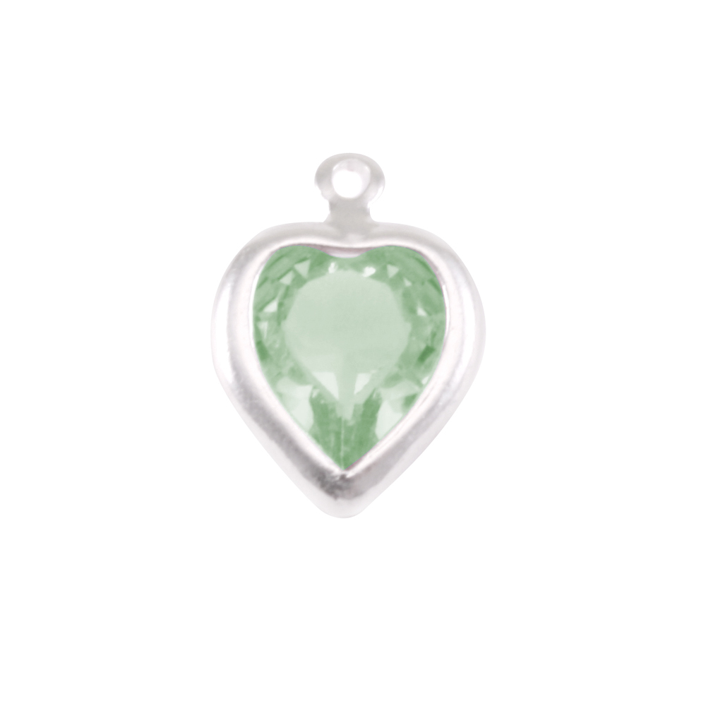 Charms & Solderable Accents Swarovski Crystal Heart Silver Charm Peridot (AUGUST)