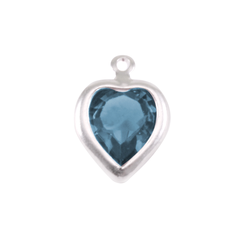 Charms & Solderable Accents Swarovski Crystal Heart Silver Charm Blue Zircon (DECEMBER)