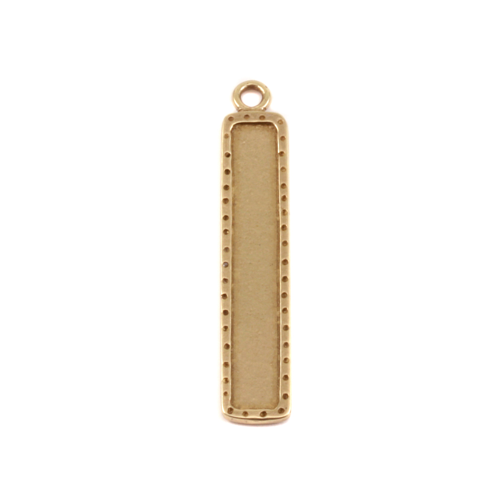Metal Stamping Blanks Brass Dotted Raised Edge Rectangle Pendant