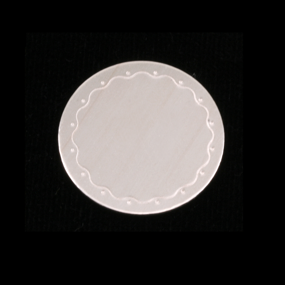 Metal Stamping Blanks Sterling Silver Circle with Wavy Border, 19mm (.75"), 24g
