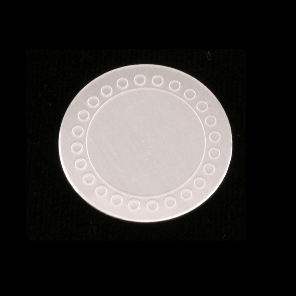 Metal Stamping Blanks Sterling Silver Circle with Dot Border, 19mm (.75"), 24g