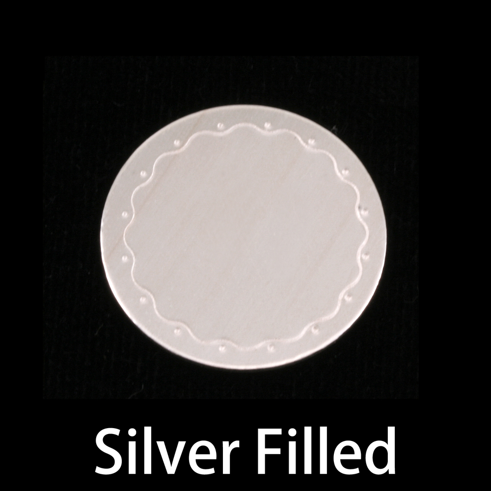 Metal Stamping Blanks Silver Filled Circle with Wavy Border, 19mm (.75"), 24g