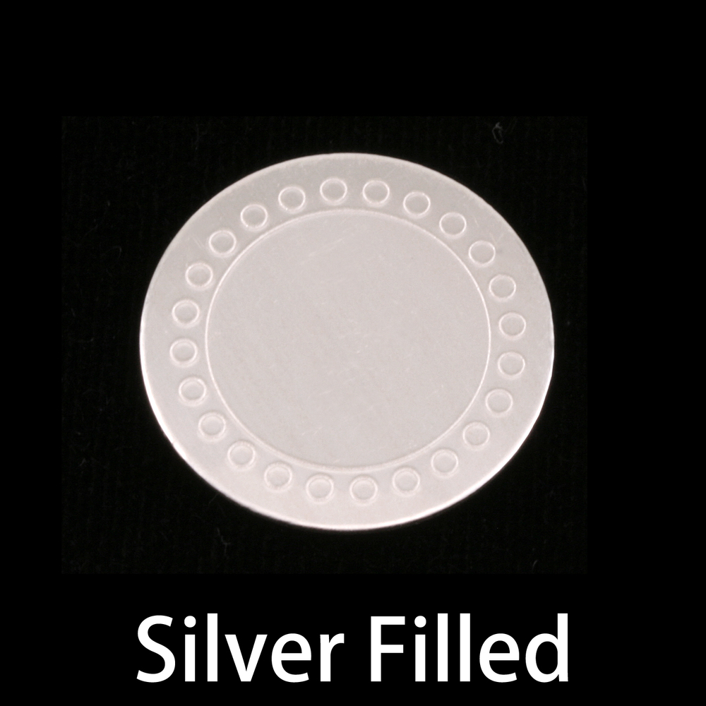 Metal Stamping Blanks Silver Filled Circle with Circle Dot Border, 19mm (.75"), 24g
