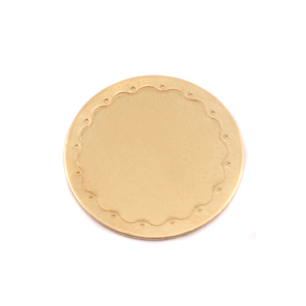 Metal Stamping Blanks Brass Circle Wavy Border Blank, 19mm (.75"), 24g