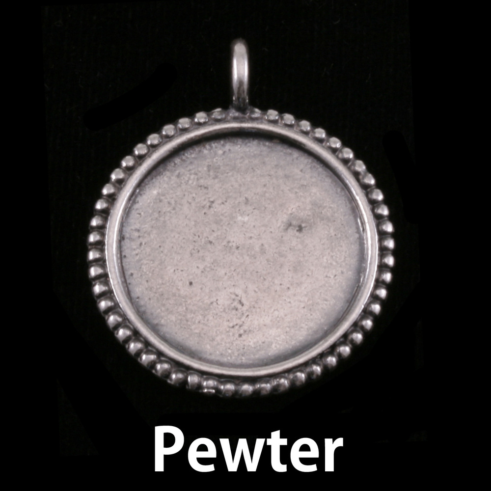 Metal Stamping Blanks Pewter Circle with Dotted Edge, 25mm (.98"), 18g