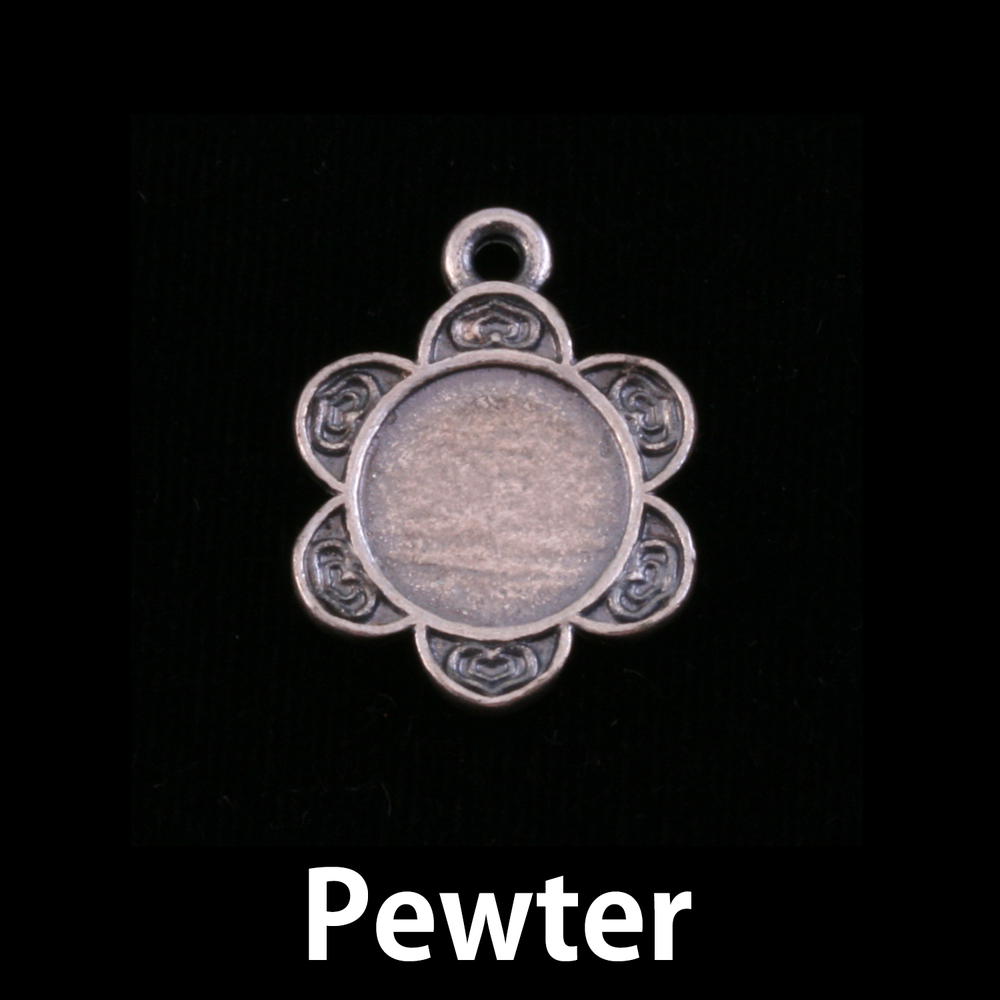 Metal Stamping Blanks Pewter Six Petal Heart Flower