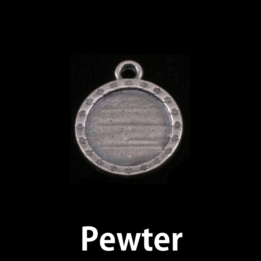 Metal Stamping Blanks Pewter Circle with Flower Edge, 16.5mm (.65"), 18g