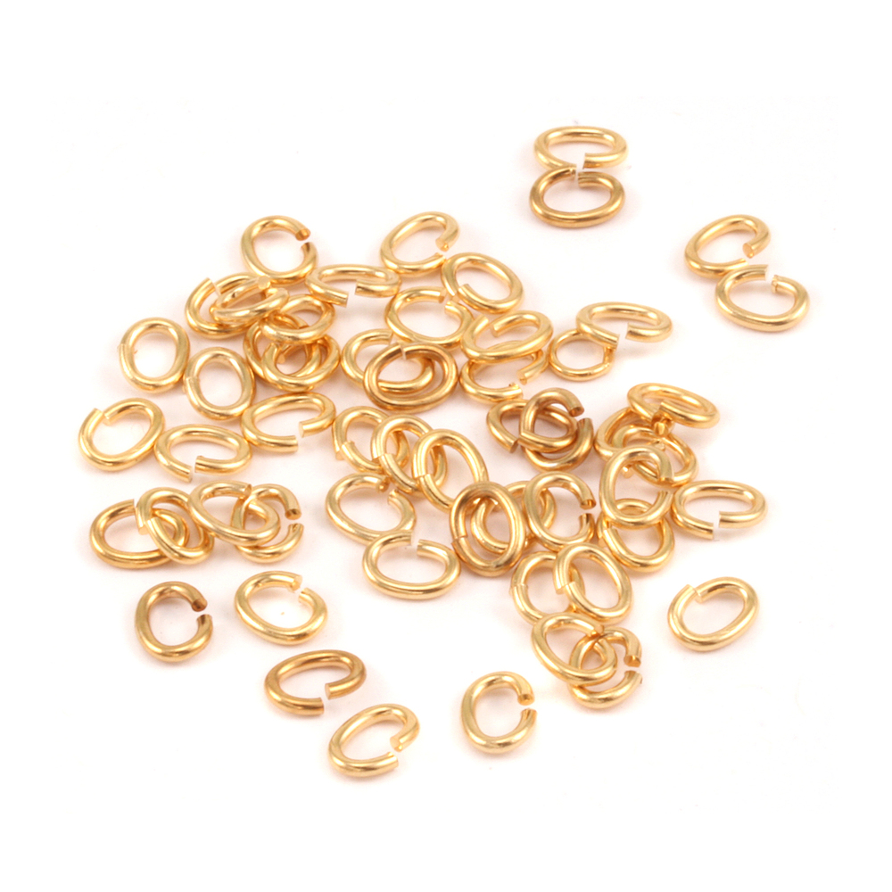 Jump Rings Gold Tone 2.5mm x 4.5mm I.D. 18 Gauge Oval Jump Rings, 5gm pack