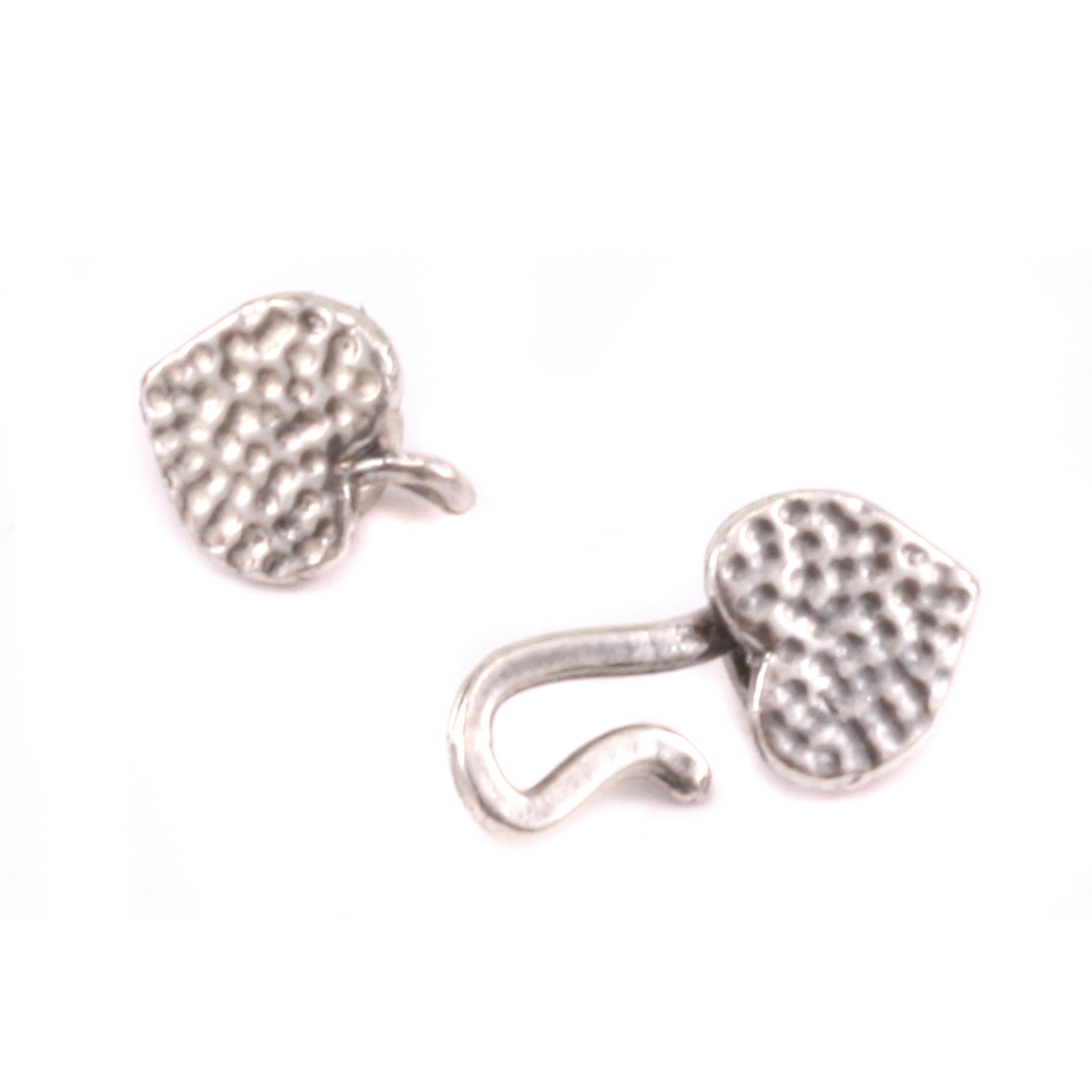 Chain & Clasps Silver Plated Heart Hook and Eye Clasp with Pinch Ends, 1.5 ID,
