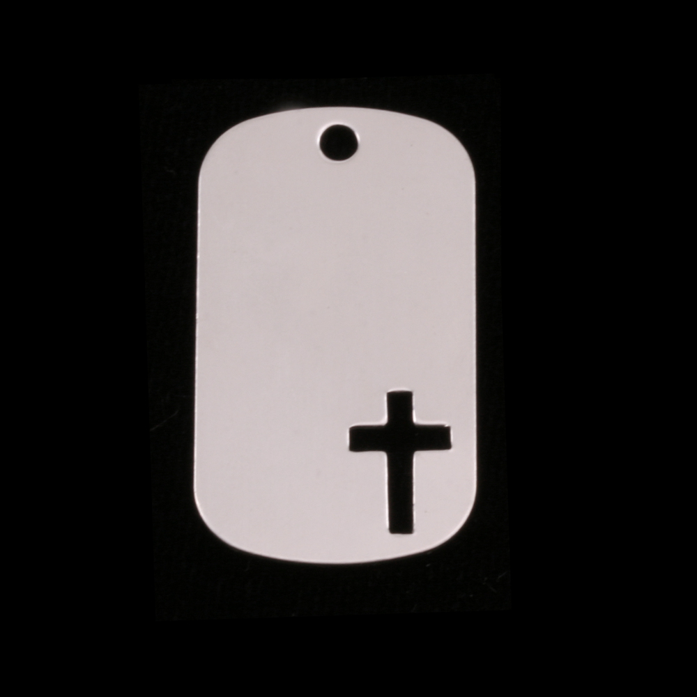Metal Stamping Blanks Sterling Silver Medium Dog Tag with Cross, 24g