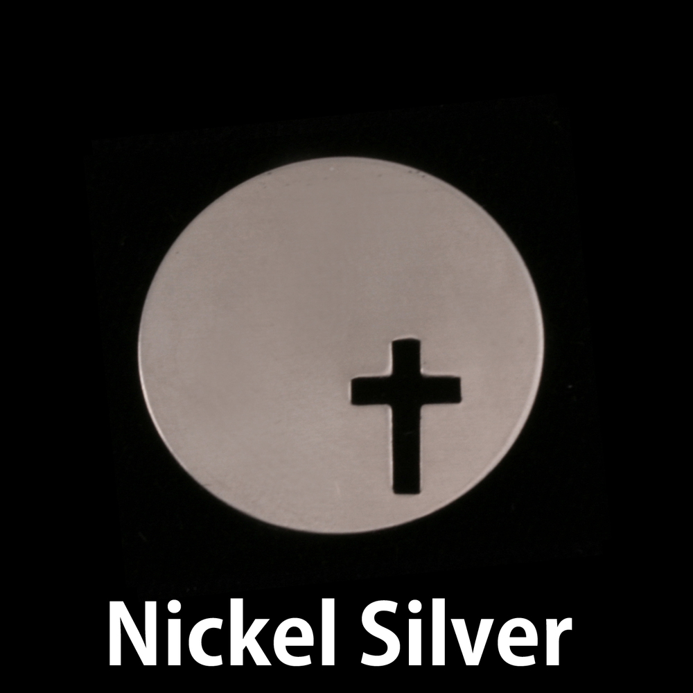 Metal Stamping Blanks Nickel Silver Circle with Cross, 22mm (87"), 24g