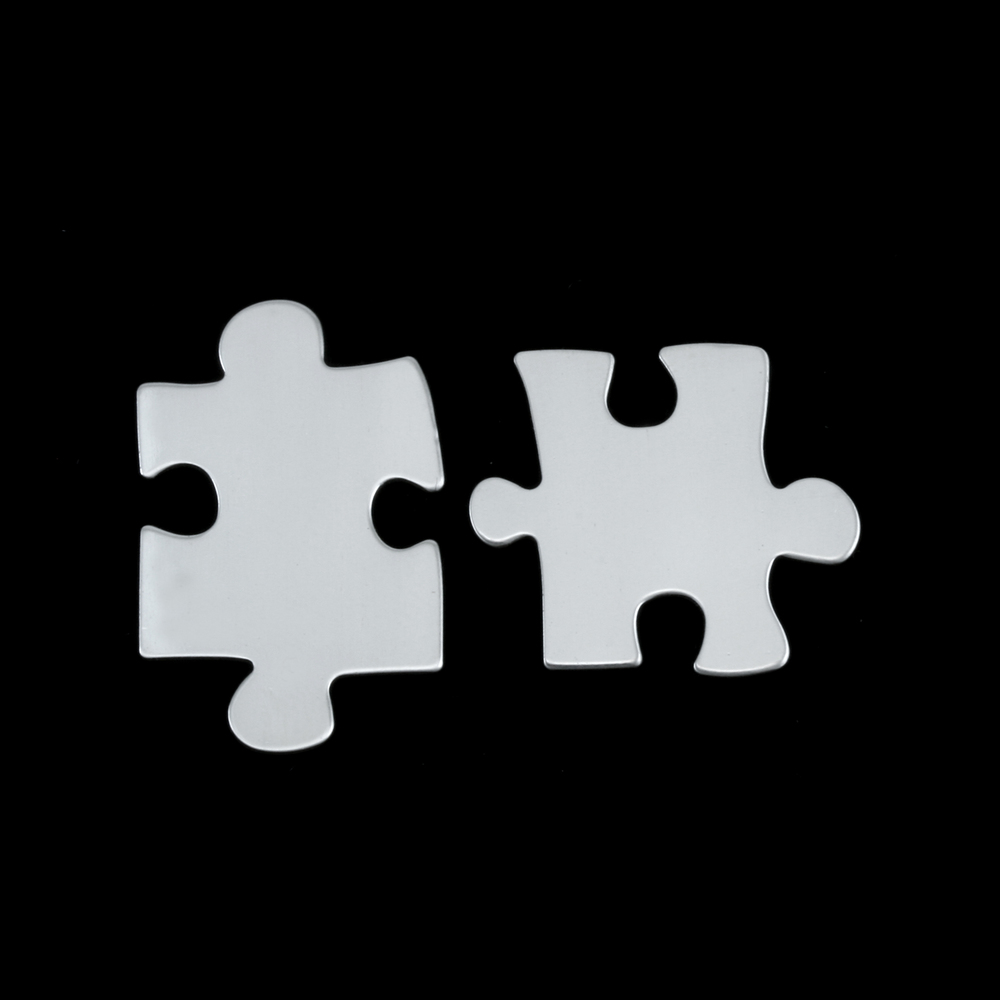 Metal Stamping Blanks Sterling Silver Paired Puzzle Pieces, 24g