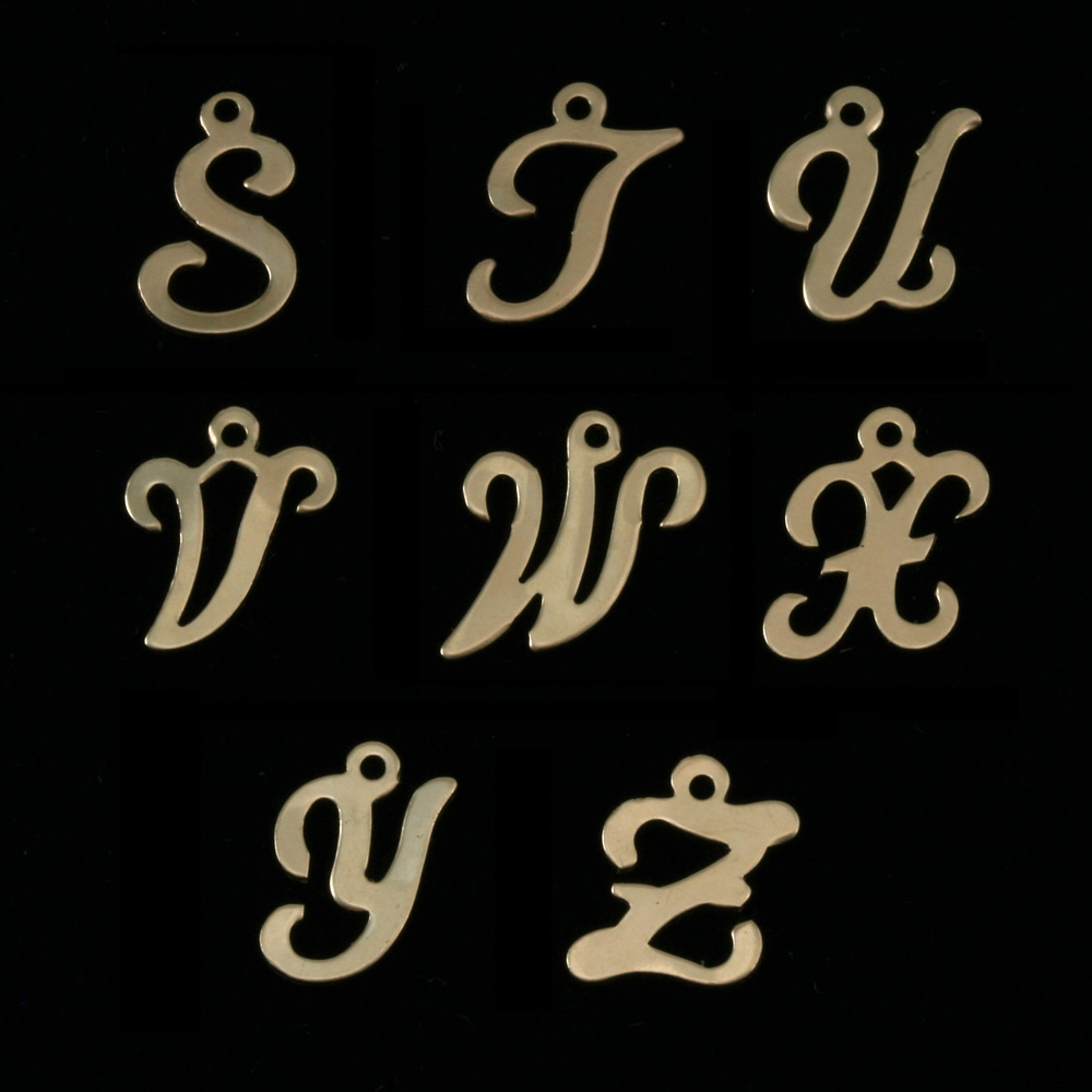 Charms & Solderable Accents Gold Filled Script Letter Charm V, 24g