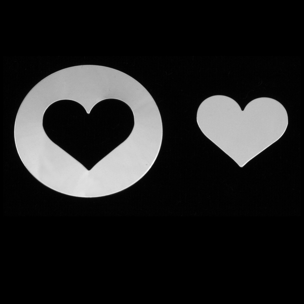 Metal Stamping Blanks Sterling Silver Circle with Medium Classic Heart Cutout, 32mm (1.25"), 24g