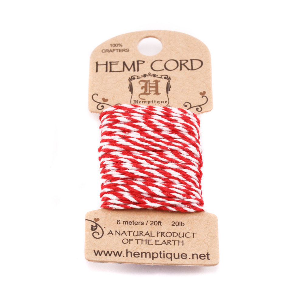 Rivets, Findings & Stringing Hemp Cord- Mini Card Red and White