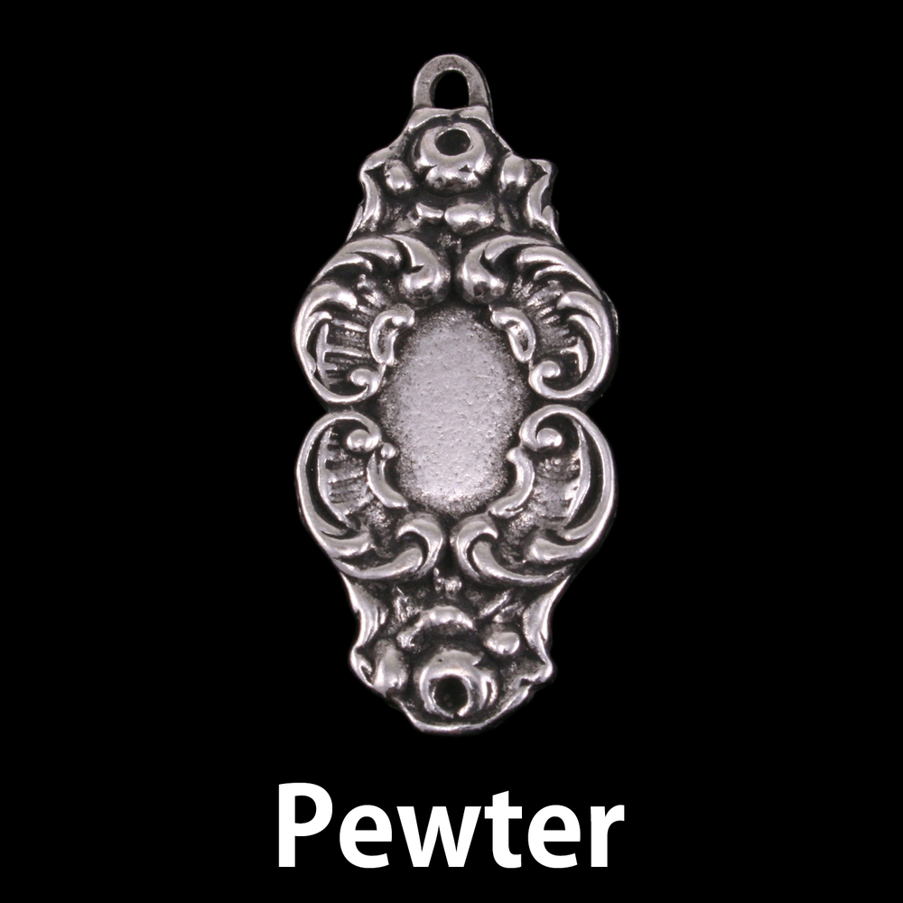 Metal Stamping Blanks Vintage Style Pewter Pendant 2, 38.3mm (1.5") x