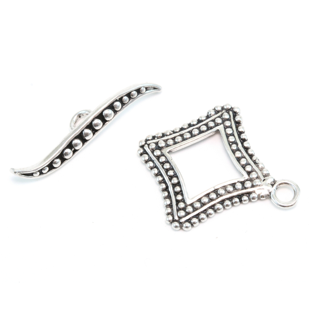 Chain & Clasps Sterling Silver Decorative Square Toggle Clasp